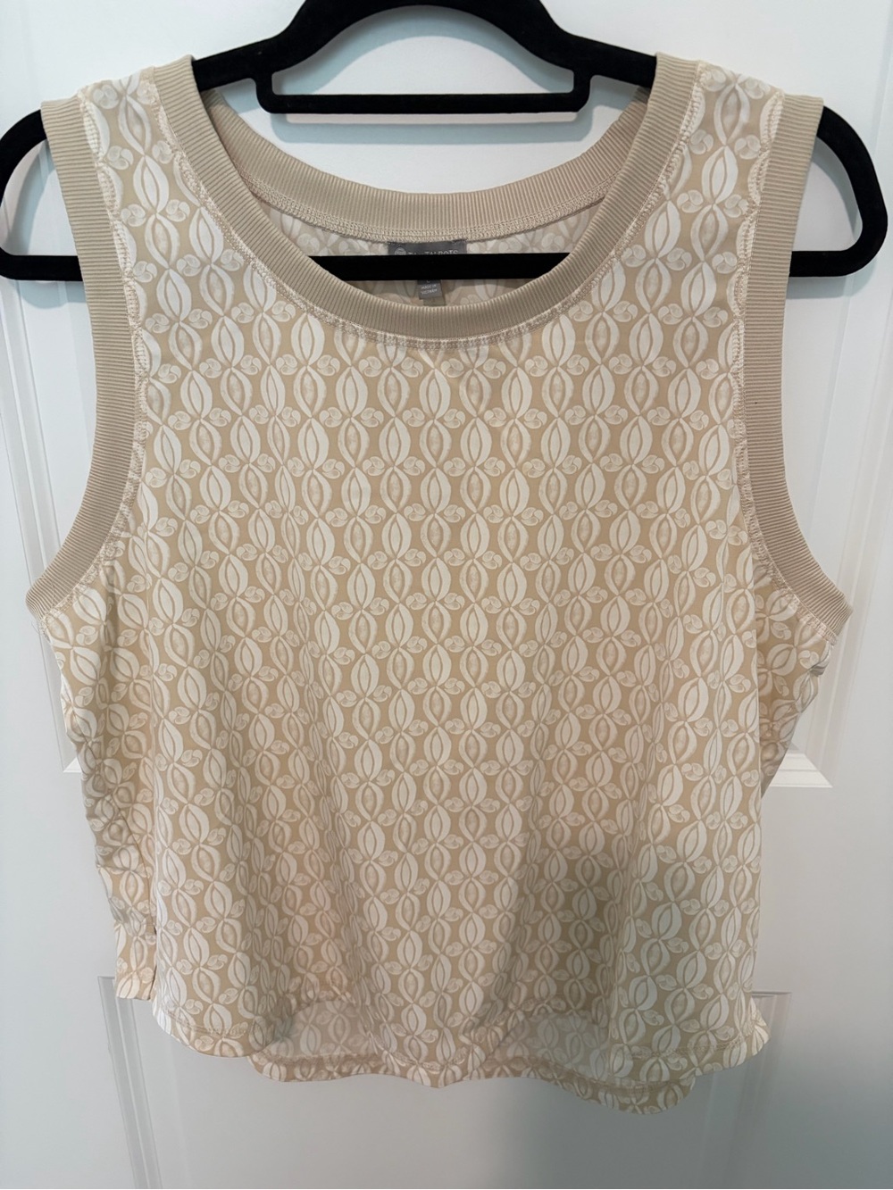 T by Talbots Beige Patterned Sleeveless Tank Top